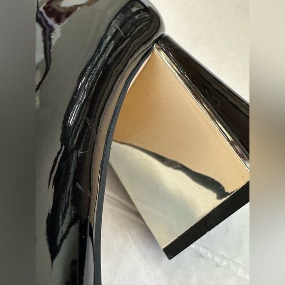 Zara Black Patent Leather 2.5” Mirror Block Heels size 40 - Picture 5 of 5